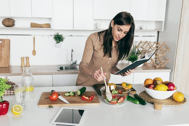 woman cooking at home