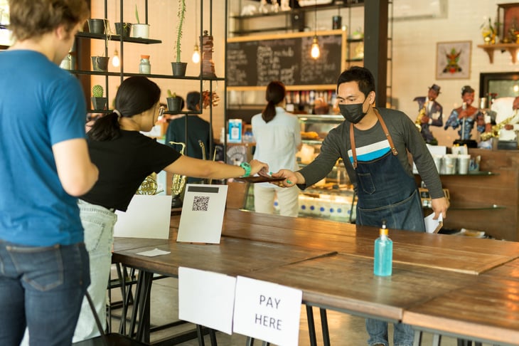 A small business cafe operating during the COVID-19 pandemic
