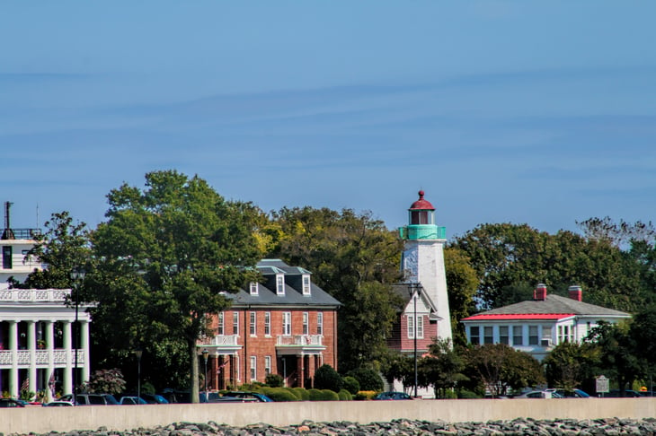Hampton, Virginia lighthouse and beach