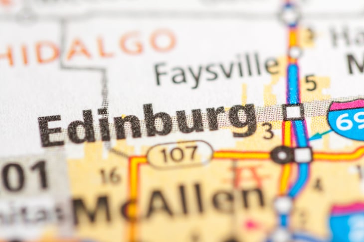 Map of Edinburg, Texas