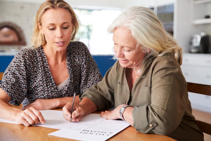 Senior reviewing her last will