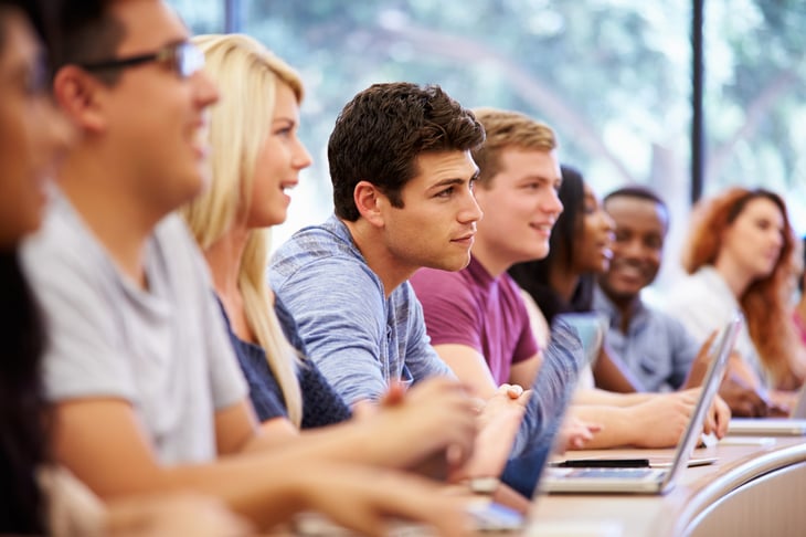 A diverse group of college students