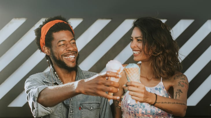 Couple eating ice cream