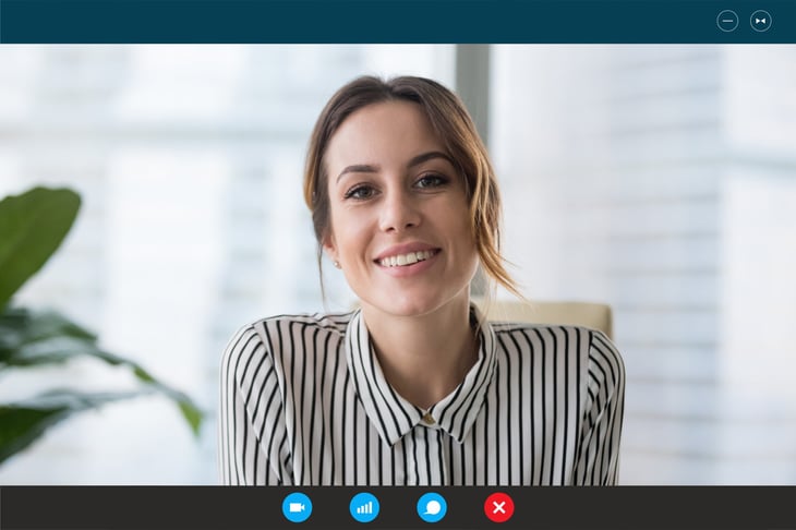 Young woman job interviewing over teleconference