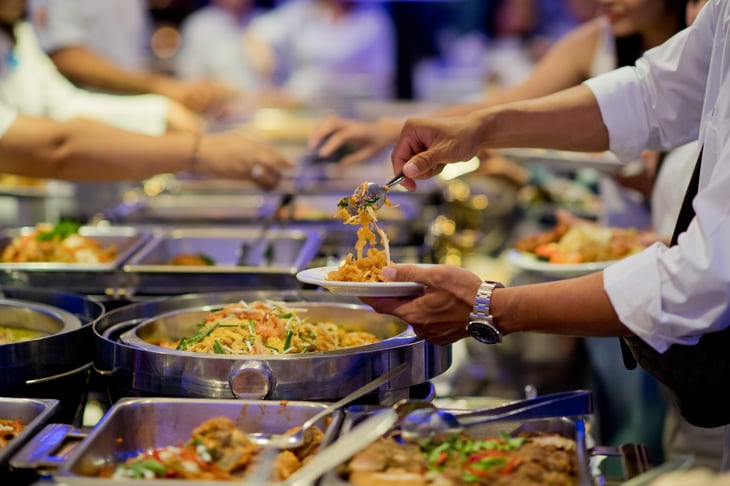 Buffet food at a restaurant