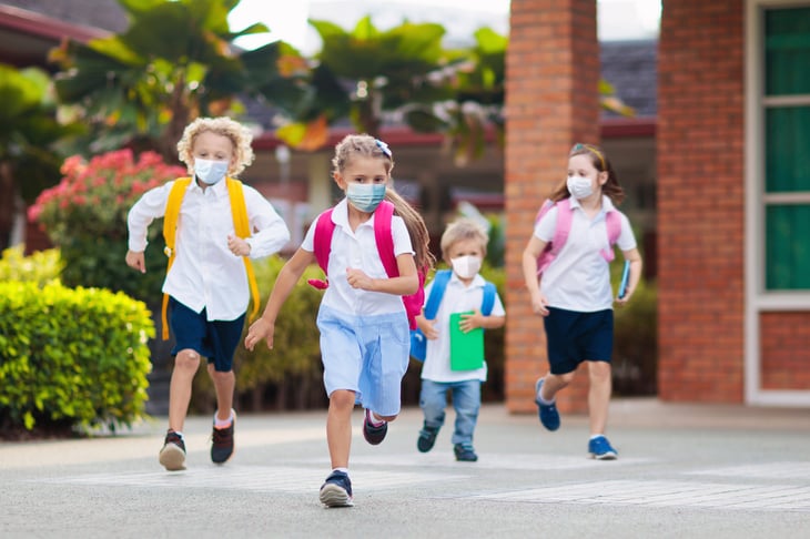 Students in masks at school