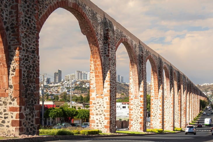 An ancient aqueduct Queretaro, Mexico
