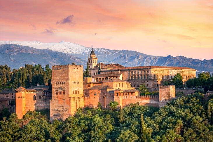 Ancient Arabic fortress Alhambra in Granada, Spain
