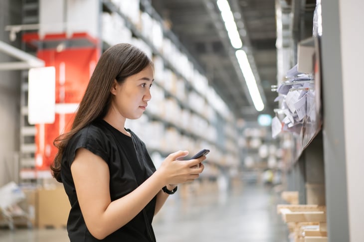 Woman shopping in a warehouse club