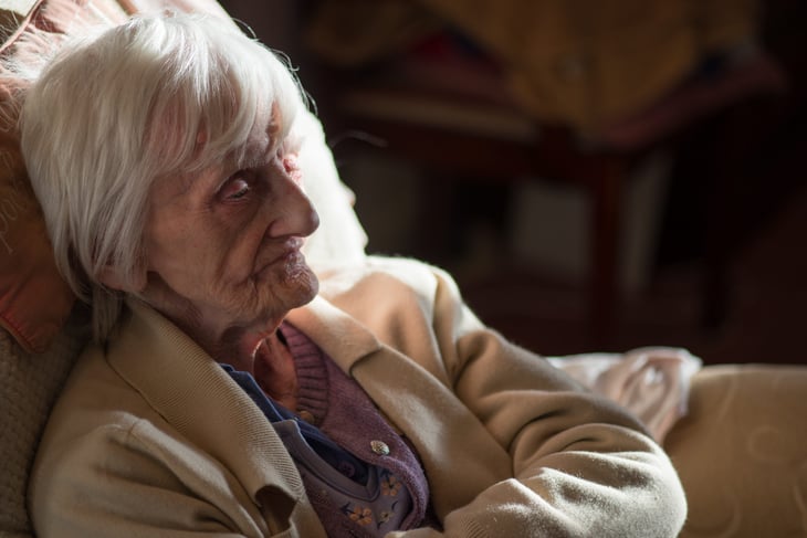 Frail senior woman