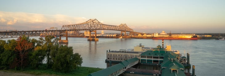 Horace Wilkinson Bridge, West Baton Rouge Parish to Baton Rouge in East Baton Rouge Parish