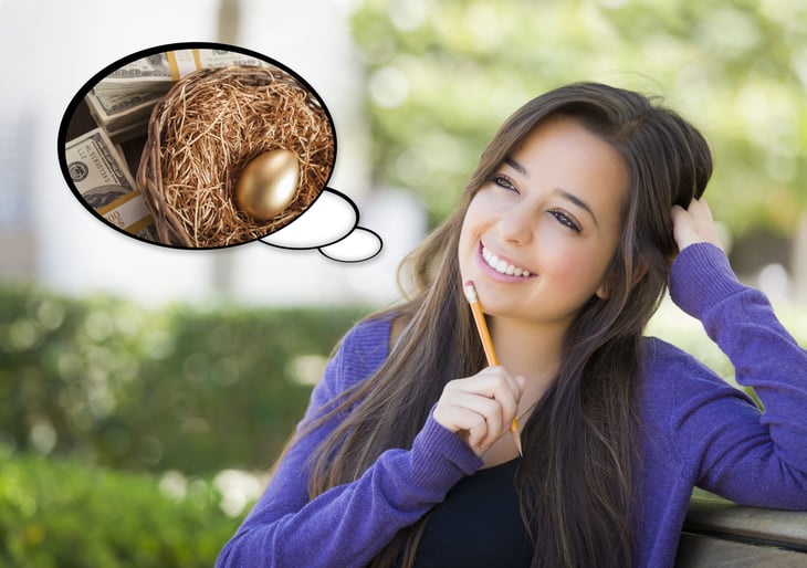 Woman thinking about her nest egg