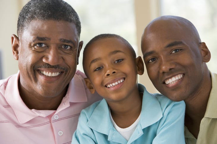 Grandfather, father and son