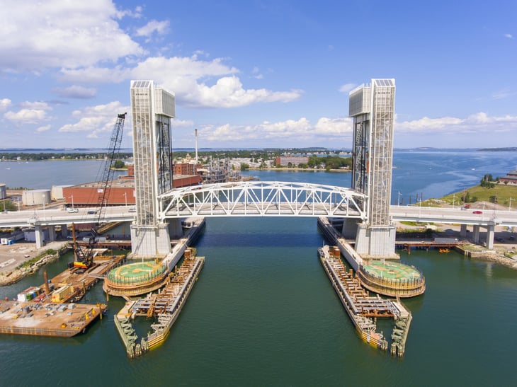 Fore River Bridge in Quincy, Massachusetts