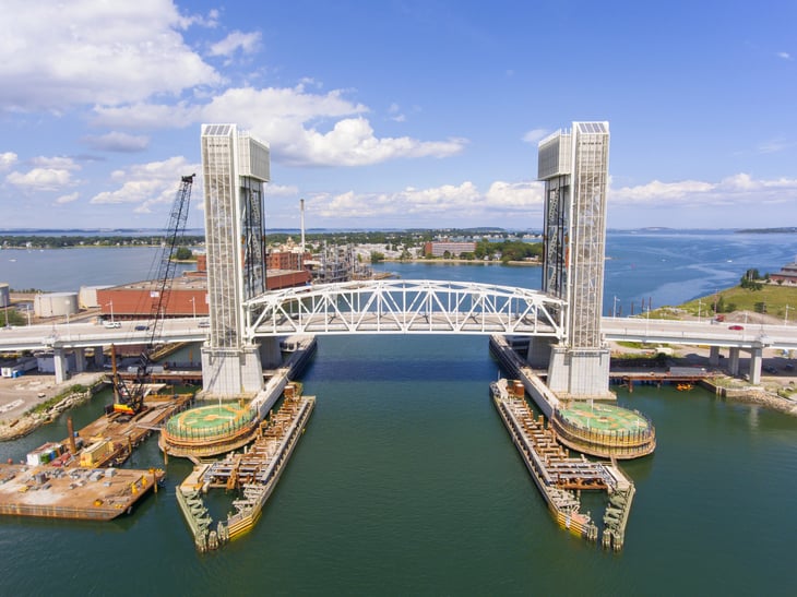Fore River Bridge in Quincy, Massachusetts