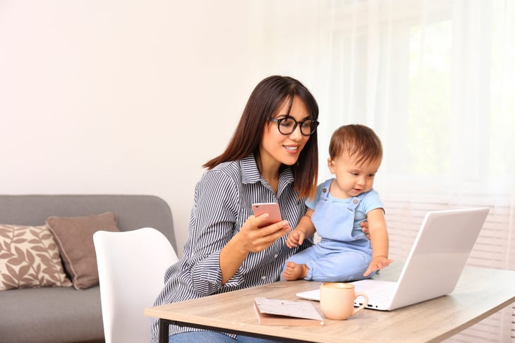 Woman working from home