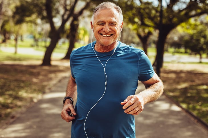 Senior exercising in a park