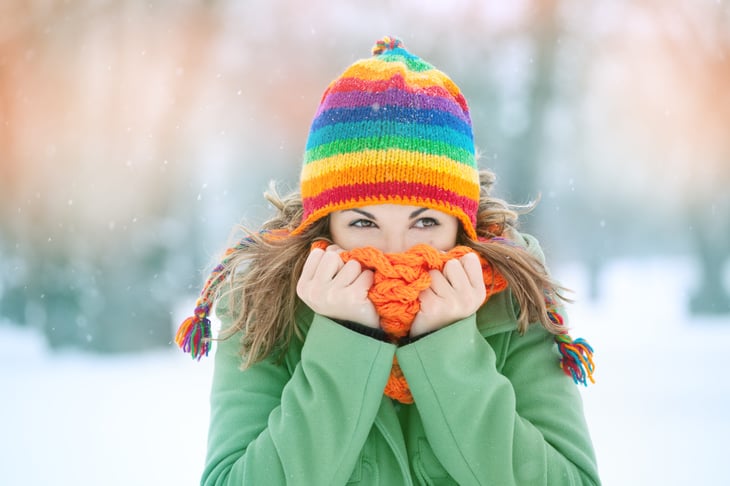 Cold woman in winter