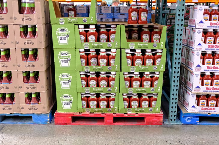 Heinz ketchup in a Costco condiment aisle