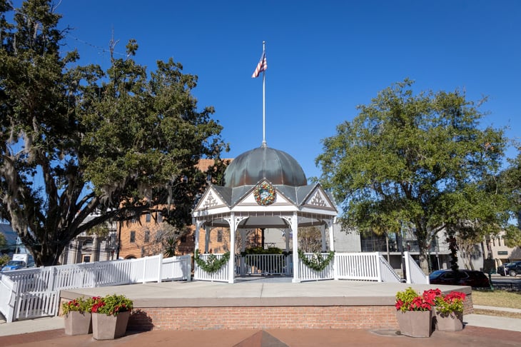 The gazebo in the historical downtown square in Ocala, Florida