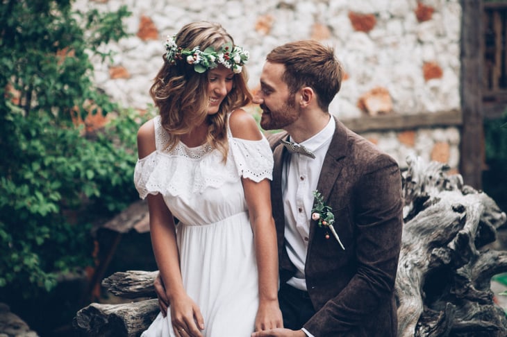 Happy newlywed couple at wedding