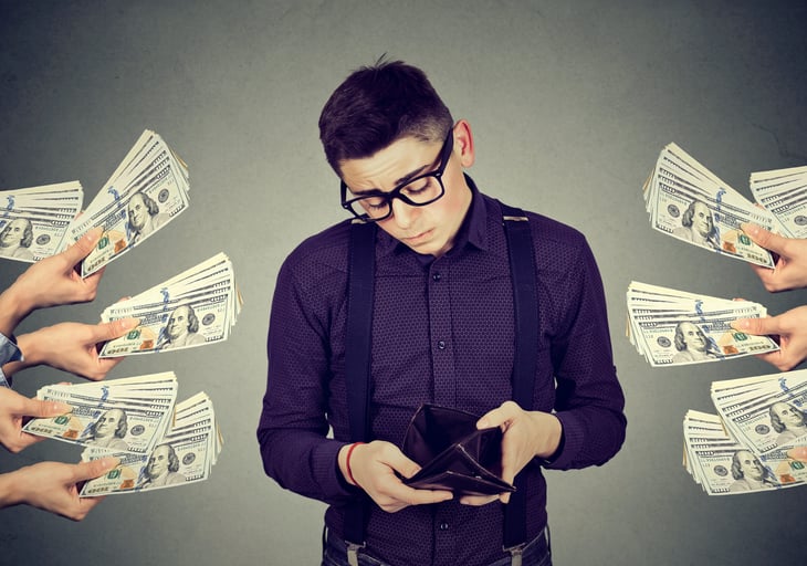 Man dealing with payday loans and too much borrowing
