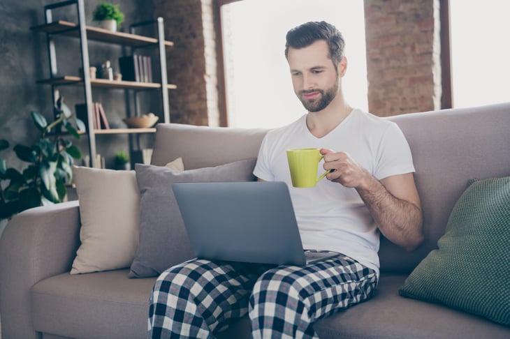 remote worker in pajamas