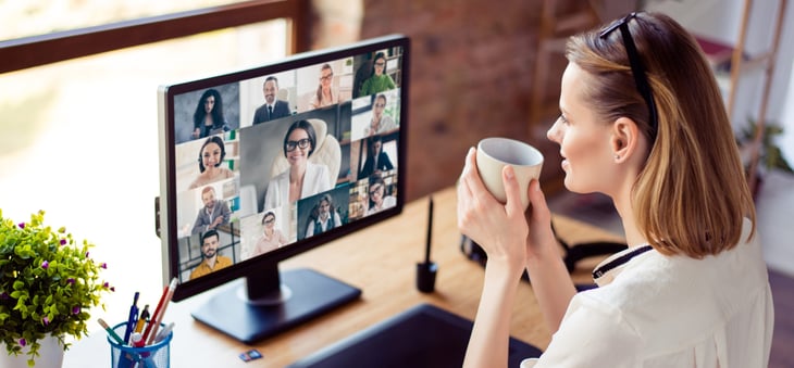 remote worker coffee zoom video conference