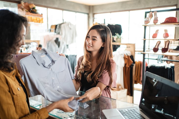 Woman returning an item