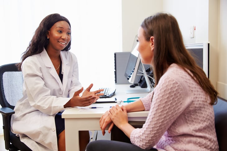Patient talking to a doctor