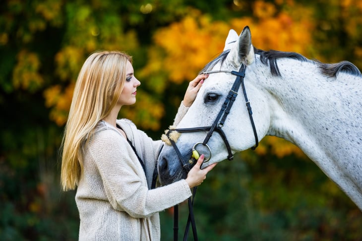 Hippotherapist with horse