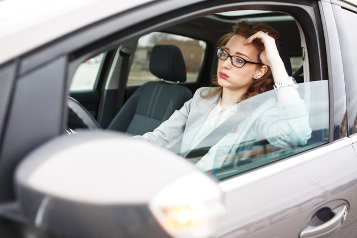 driver stuck in traffic jam