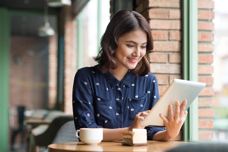Woman using a tablet