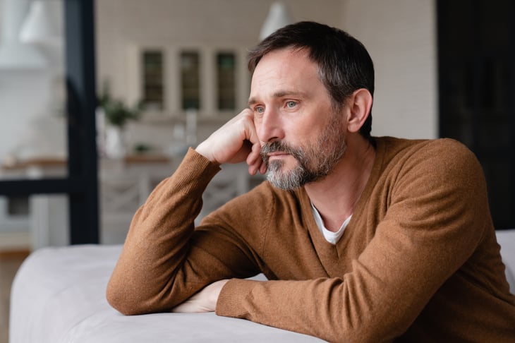 Worried man thinking about retirement