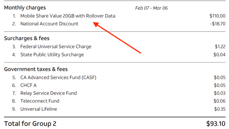 Phone bill example