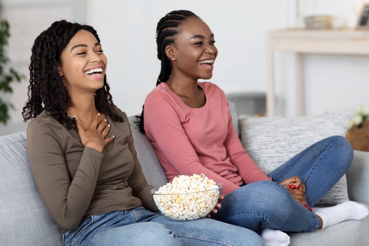 Women watching TV