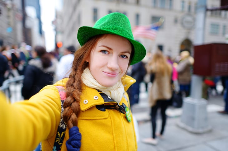 Irish woman celebrating St. Patrick's Day
