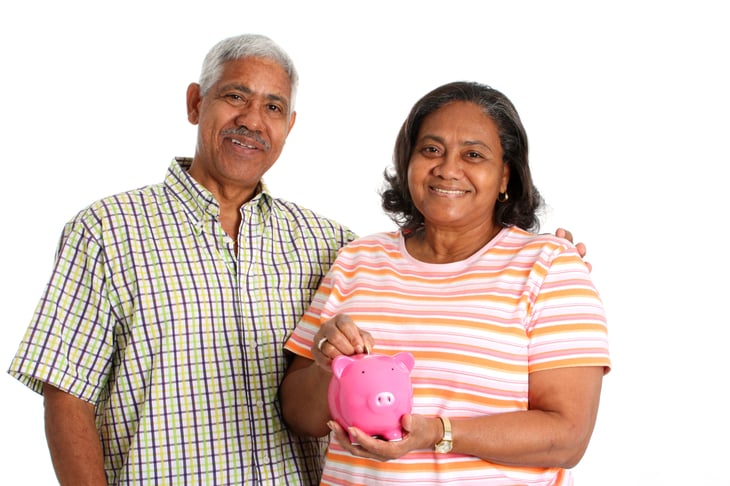 senior couple saving money