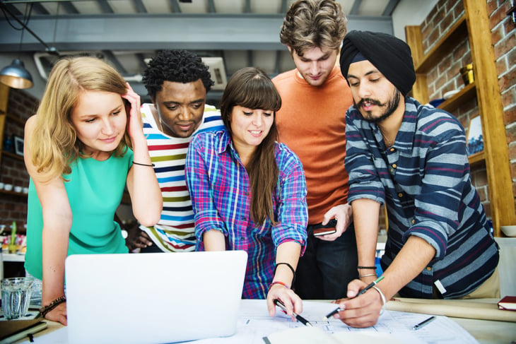 Team of young workers