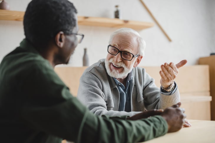 Senior friends talking