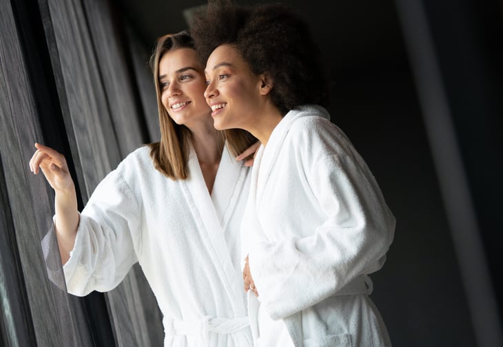 Women in bathrobes