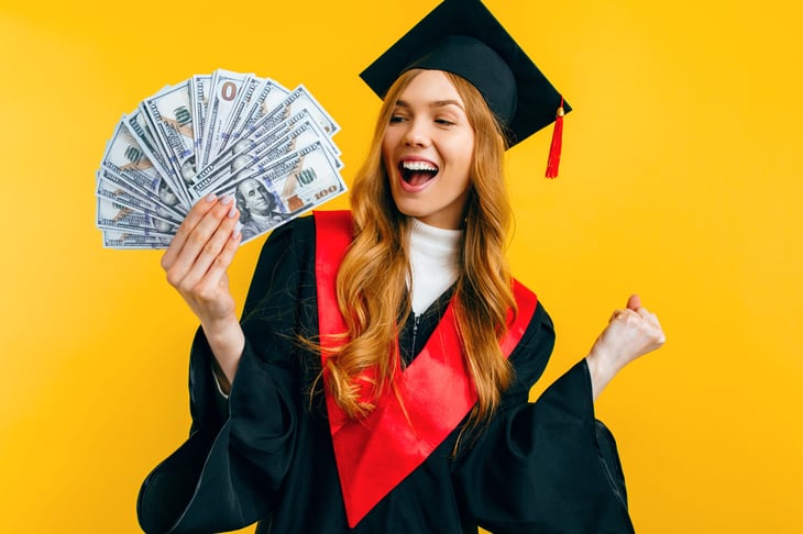 college graduate with money