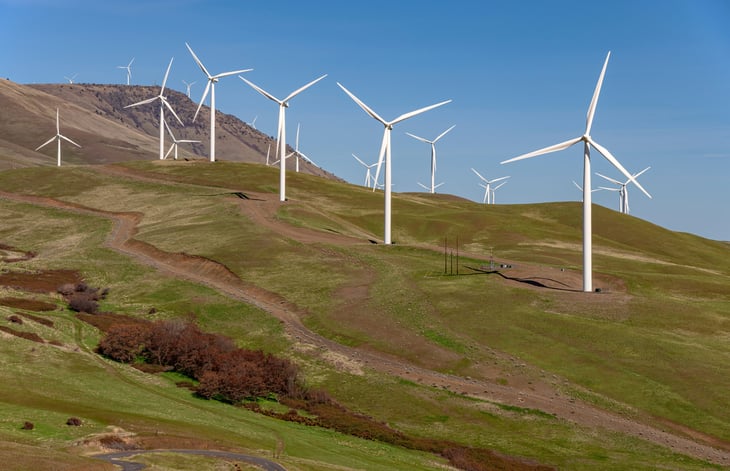 Wind turbines in Washington state