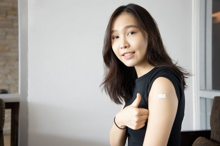 Woman who has been vaccinated