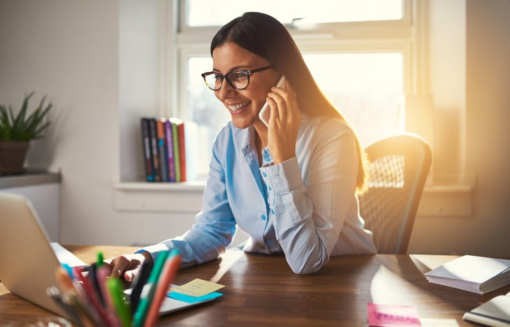 Woman on a remote call