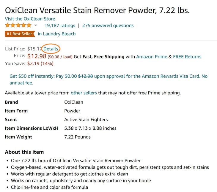 An example of changes Amazon has made to its reference pricing practices