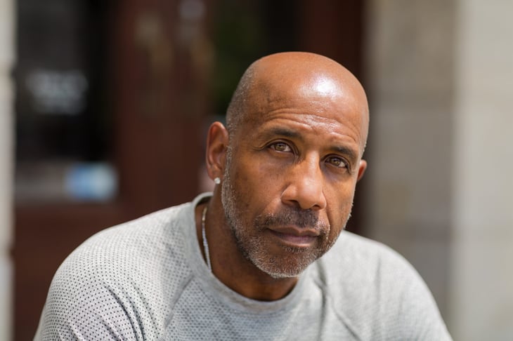 Older man with a concerned look