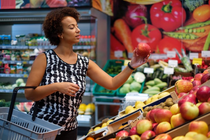Woman shopping for groceries