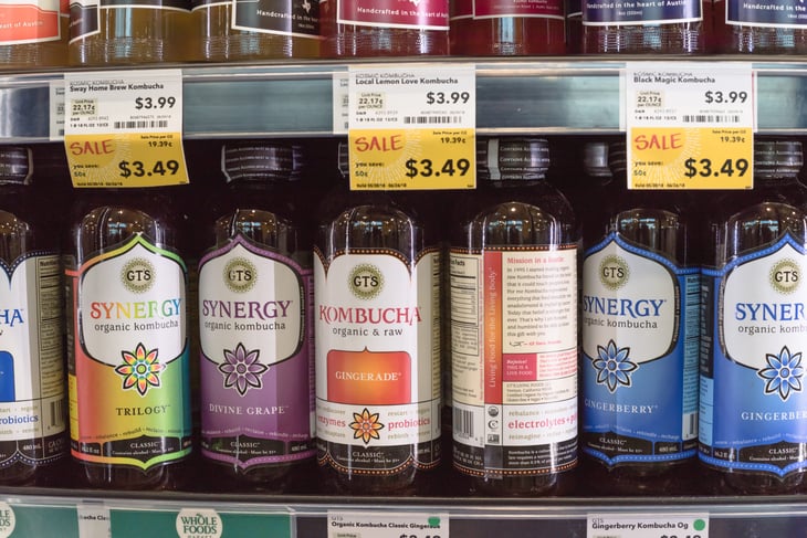 Kombucha at a grocery store