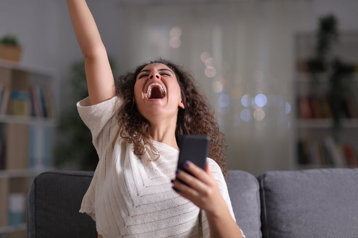 Woman celebrating